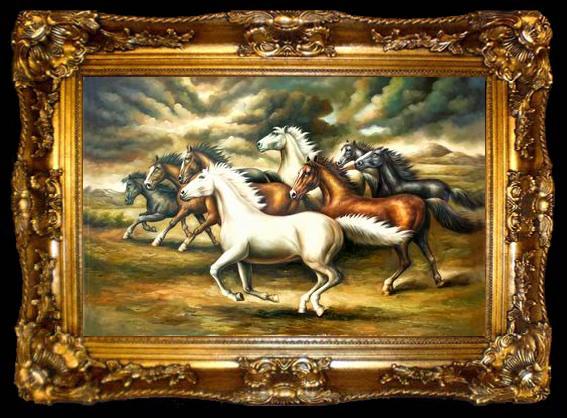 framed  unknow artist Horses 051, ta009-2